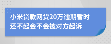 小米贷款网贷20万逾期暂时还不起会不会被对方起诉