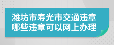 潍坊市寿光市交通违章哪些违章可以网上办理
