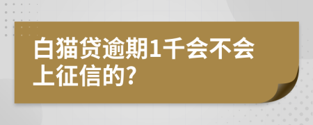 白猫贷逾期1千会不会上征信的?