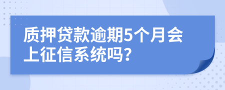 质押贷款逾期5个月会上征信系统吗？