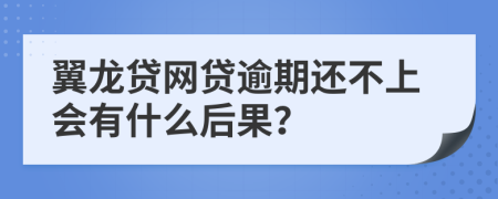 翼龙贷网贷逾期还不上会有什么后果？