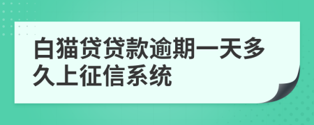 白猫贷贷款逾期一天多久上征信系统