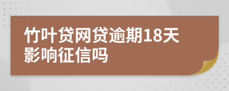 竹叶贷网贷逾期18天影响征信吗