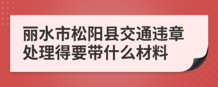 丽水市松阳县交通违章处理得要带什么材料