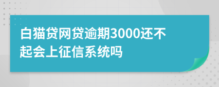 白猫贷网贷逾期3000还不起会上征信系统吗