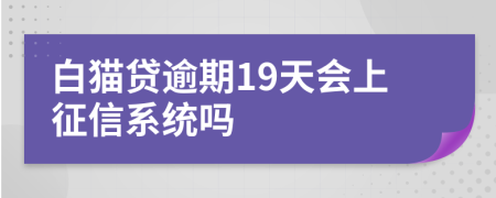 白猫贷逾期19天会上征信系统吗