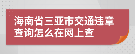 海南省三亚市交通违章查询怎么在网上查