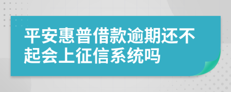 平安惠普借款逾期还不起会上征信系统吗