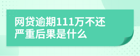 网贷逾期111万不还严重后果是什么