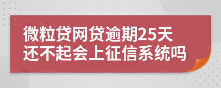 微粒贷网贷逾期25天还不起会上征信系统吗