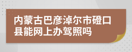 内蒙古巴彦淖尔市磴口县能网上办驾照吗