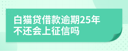 白猫贷借款逾期25年不还会上征信吗