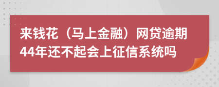 来钱花（马上金融）网贷逾期44年还不起会上征信系统吗