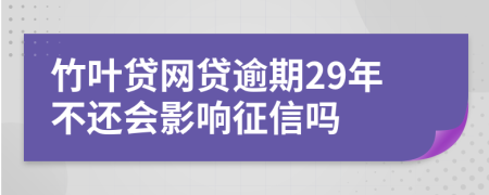 竹叶贷网贷逾期29年不还会影响征信吗