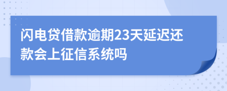 闪电贷借款逾期23天延迟还款会上征信系统吗