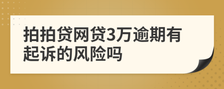 拍拍贷网贷3万逾期有起诉的风险吗