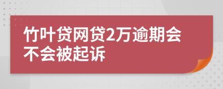 竹叶贷网贷2万逾期会不会被起诉