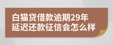 白猫贷借款逾期29年延迟还款征信会怎么样