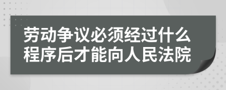 劳动争议必须经过什么程序后才能向人民法院