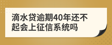 滴水贷逾期40年还不起会上征信系统吗