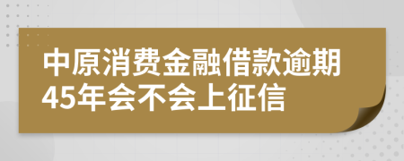 中原消费金融借款逾期45年会不会上征信