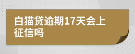 白猫贷逾期17天会上征信吗