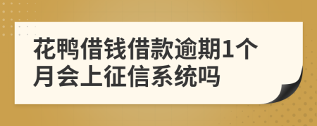 花鸭借钱借款逾期1个月会上征信系统吗