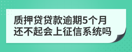 质押贷贷款逾期5个月还不起会上征信系统吗