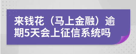 来钱花（马上金融）逾期5天会上征信系统吗