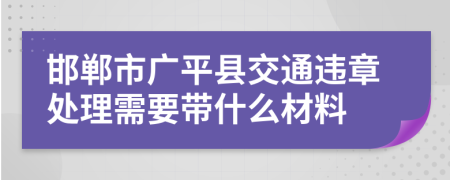 邯郸市广平县交通违章处理需要带什么材料