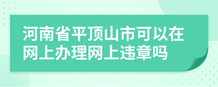 河南省平顶山市可以在网上办理网上违章吗