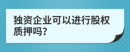 独资企业可以进行股权质押吗？