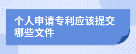 个人申请专利应该提交哪些文件