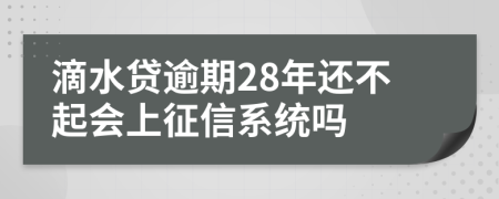 滴水贷逾期28年还不起会上征信系统吗