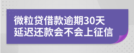 微粒贷借款逾期30天延迟还款会不会上征信