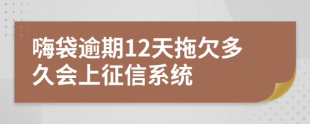 嗨袋逾期12天拖欠多久会上征信系统