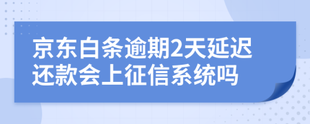 京东白条逾期2天延迟还款会上征信系统吗