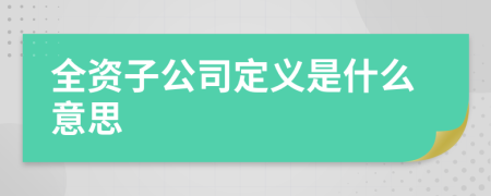 全资子公司定义是什么意思