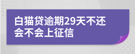 白猫贷逾期29天不还会不会上征信