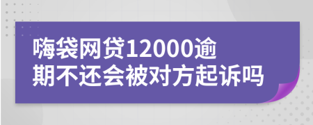 嗨袋网贷12000逾期不还会被对方起诉吗