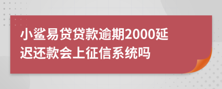 小鲨易贷贷款逾期2000延迟还款会上征信系统吗