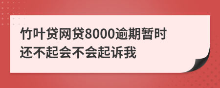 竹叶贷网贷8000逾期暂时还不起会不会起诉我