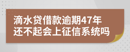 滴水贷借款逾期47年还不起会上征信系统吗