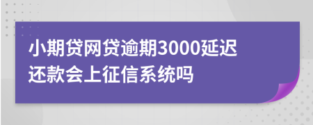 小期贷网贷逾期3000延迟还款会上征信系统吗