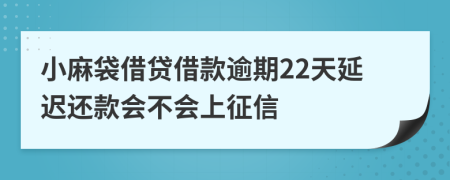 小麻袋借贷借款逾期22天延迟还款会不会上征信