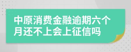 中原消费金融逾期六个月还不上会上征信吗