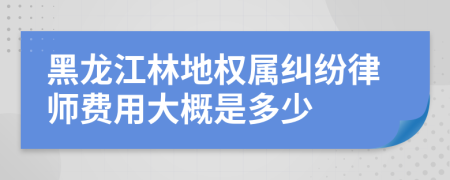 黑龙江林地权属纠纷律师费用大概是多少