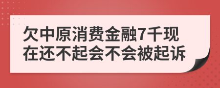 欠中原消费金融7千现在还不起会不会被起诉