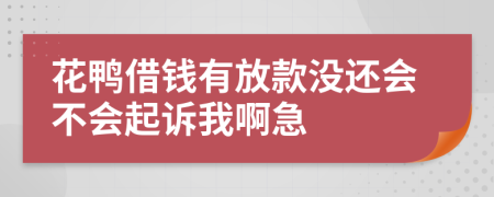 花鸭借钱有放款没还会不会起诉我啊急