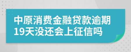 中原消费金融贷款逾期19天没还会上征信吗